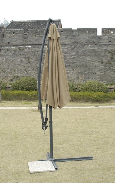 10ft Aluminium Steeel Patio Offest Hanging Banana Umbrella With Crank Cross Base