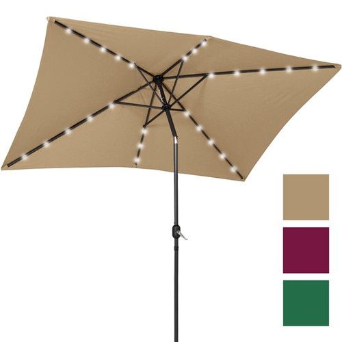 10 X6 5 Deluxe Solar Led Lighted Patio Umbrella With Tilt Adjustment Multiple Colors Jyf 3020su